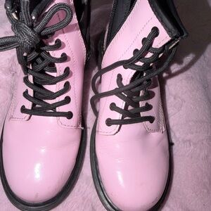 Dr. Martens Pink Lace-Up Kids Combat Boots